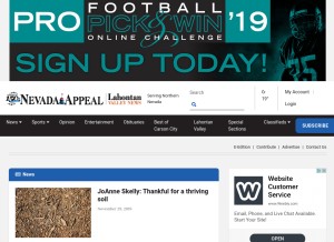How nevadaappeal.com looks like on a tablet such as an iPad.
