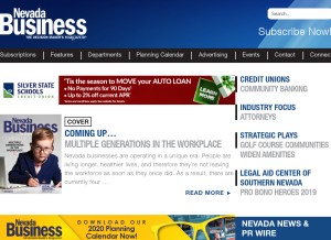 How nevadabusiness.com looks like on a tablet such as an iPad.