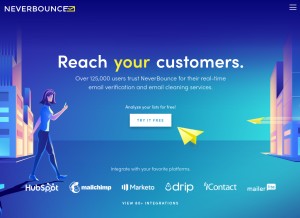 How neverbounce.com looks like on a tablet such as an iPad.