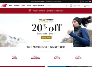 How newbalance.com looks like on a tablet such as an iPad.