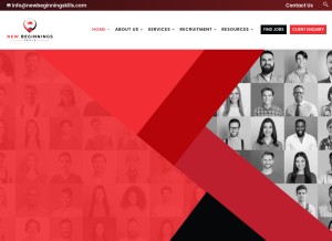 How newbeginningskills.com.au looks like on a tablet such as an iPad.