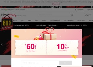 How newchic.in looks like on a tablet such as an iPad.