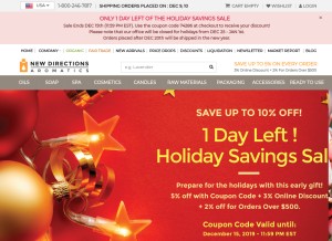 How newdirectionsaromatics.com looks like on a tablet such as an iPad.