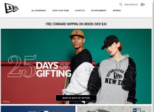 How neweracap.com looks like on a tablet such as an iPad.