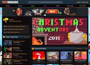 How newgrounds.com looks like on a tablet such as an iPad.