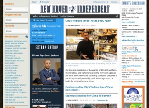 How newhavenindependent.org looks like on a tablet such as an iPad.