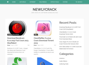 How newlycrack.com looks like on a tablet such as an iPad.