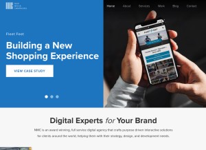 How newmediacampaigns.com looks like on a tablet such as an iPad.