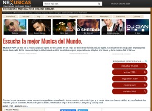 How newmusicas.com looks like on a tablet such as an iPad.