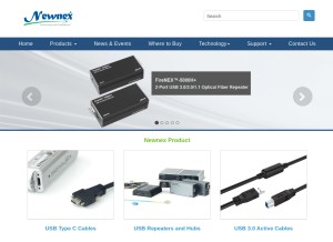 How newnex.com looks like on a tablet such as an iPad.