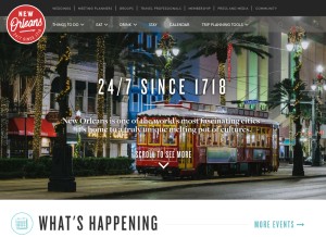 How neworleans.com looks like on a tablet such as an iPad.
