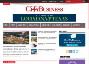 How neworleanscitybusiness.com looks like on a tablet such as an iPad.