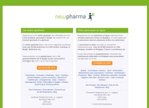 How newpharma.be looks like on a tablet such as an iPad.