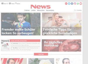 How news.at looks like on a tablet such as an iPad.