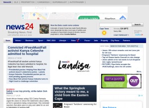 How news24.com looks like on a tablet such as an iPad.