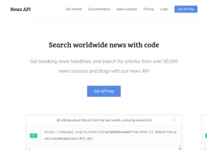 How newsapi.org looks like on a tablet such as an iPad.