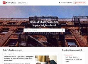 How newsbreak.com looks like on a tablet such as an iPad.