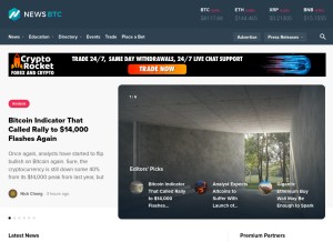 How newsbtc.com looks like on a tablet such as an iPad.