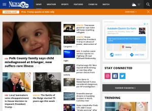 How newschannel9.com looks like on a tablet such as an iPad.