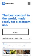 How newsela.com looks like on a mobile device such as an iPhone.