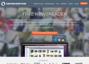 How newshosting.com looks like on a tablet such as an iPad.