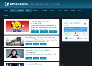 How newsinlevels.com looks like on a tablet such as an iPad.