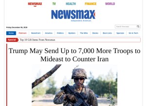 How newsmax.com looks like on a tablet such as an iPad.