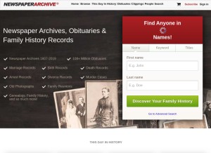 How newspaperarchive.com looks like on a tablet such as an iPad.