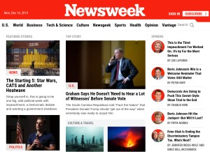 How newsweek.com looks like on a tablet such as an iPad.