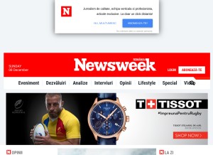 How newsweek.ro looks like on a tablet such as an iPad.