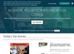 How newswire.ca looks like on a tablet such as an iPad.