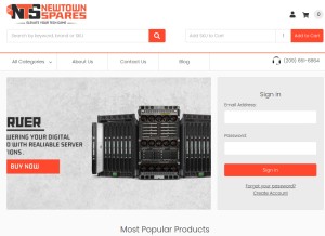 How newtownspares.com looks like on a tablet such as an iPad.