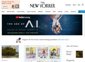 How newyorker.com looks like on a tablet such as an iPad.