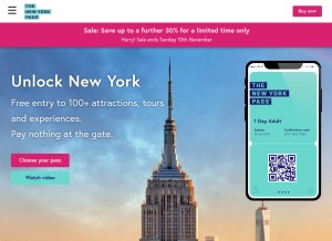 How newyorkpass.com looks like on a tablet such as an iPad.
