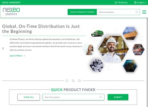 How nexeoplastics.com looks like on a tablet such as an iPad.