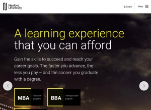 How nexford.org looks like on a tablet such as an iPad.