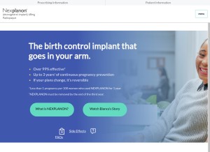 How nexplanon.com looks like on a tablet such as an iPad.