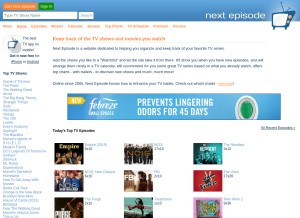 How next-episode.net looks like on a tablet such as an iPad.