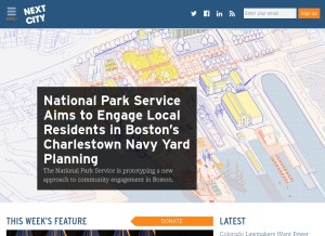 How nextcity.org looks like on a tablet such as an iPad.