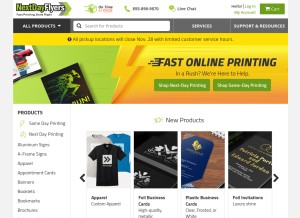 How nextdayflyers.com looks like on a tablet such as an iPad.