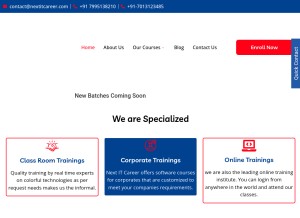 How nextitcareer.com looks like on a tablet such as an iPad.