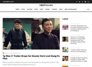 How nextshark.com looks like on a tablet such as an iPad.