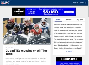 How nfl.com looks like on a tablet such as an iPad.