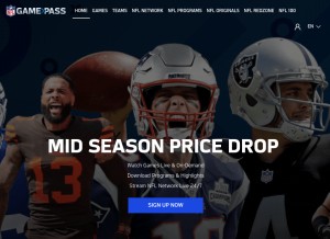 How nflgamepass.com looks like on a tablet such as an iPad.