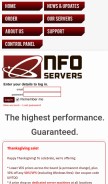 How nfoservers.com looks like on a mobile device such as an iPhone.