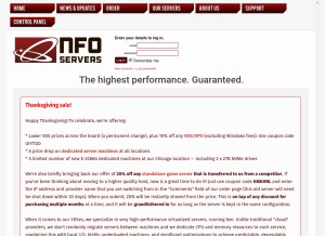 How nfoservers.com looks like on a tablet such as an iPad.