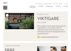 How nhh.no looks like on a tablet such as an iPad.