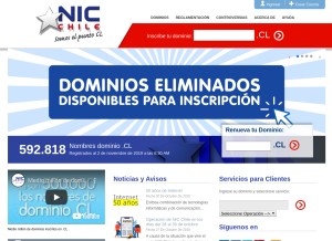 How nic.cl looks like on a tablet such as an iPad.