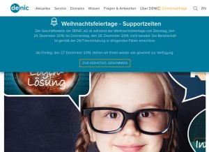 How nic.de looks like on a tablet such as an iPad.