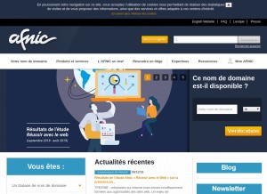 How nic.fr looks like on a tablet such as an iPad.